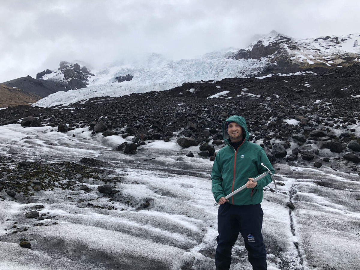 Zac glacier hiking in Iceland - sober travel destination