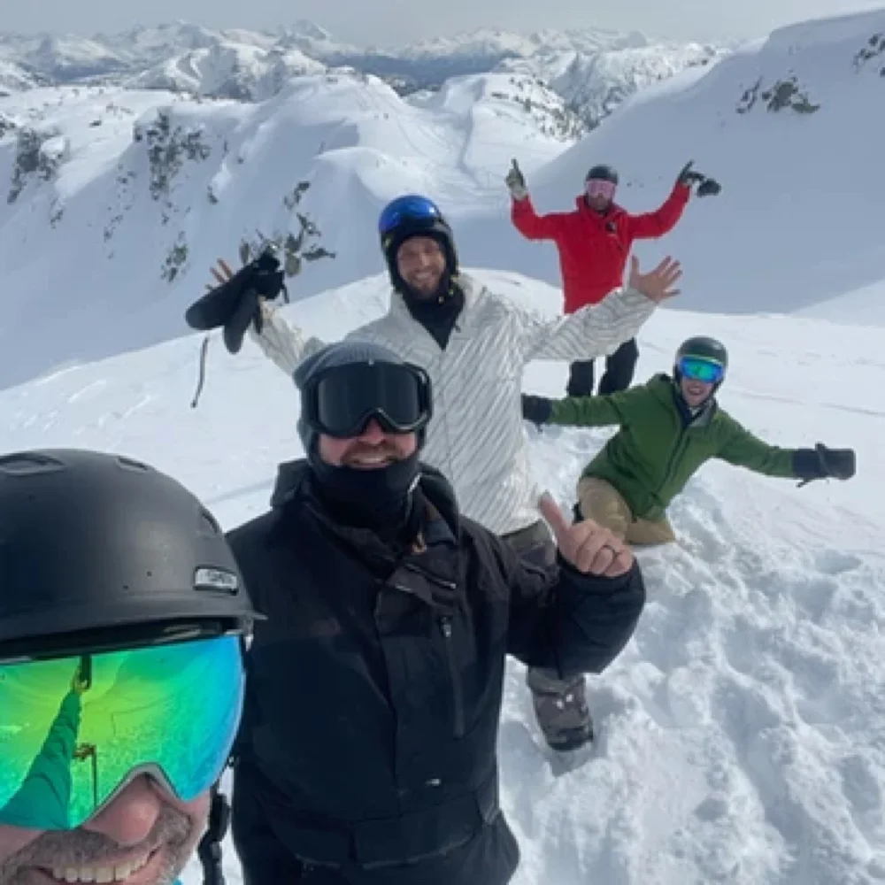 Sober adventure heliboarding with friends