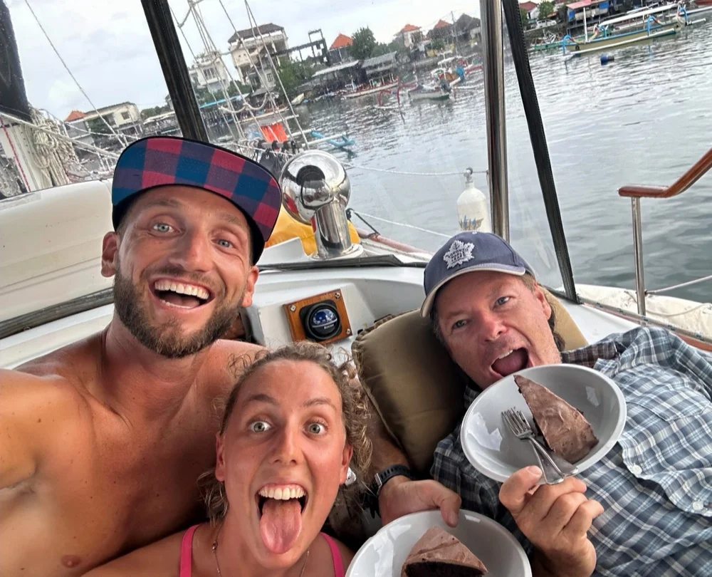 Zac sailing with crew between Australia and Bali