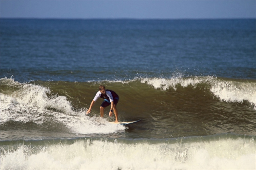 Rob and I surfing Medewi, Bali